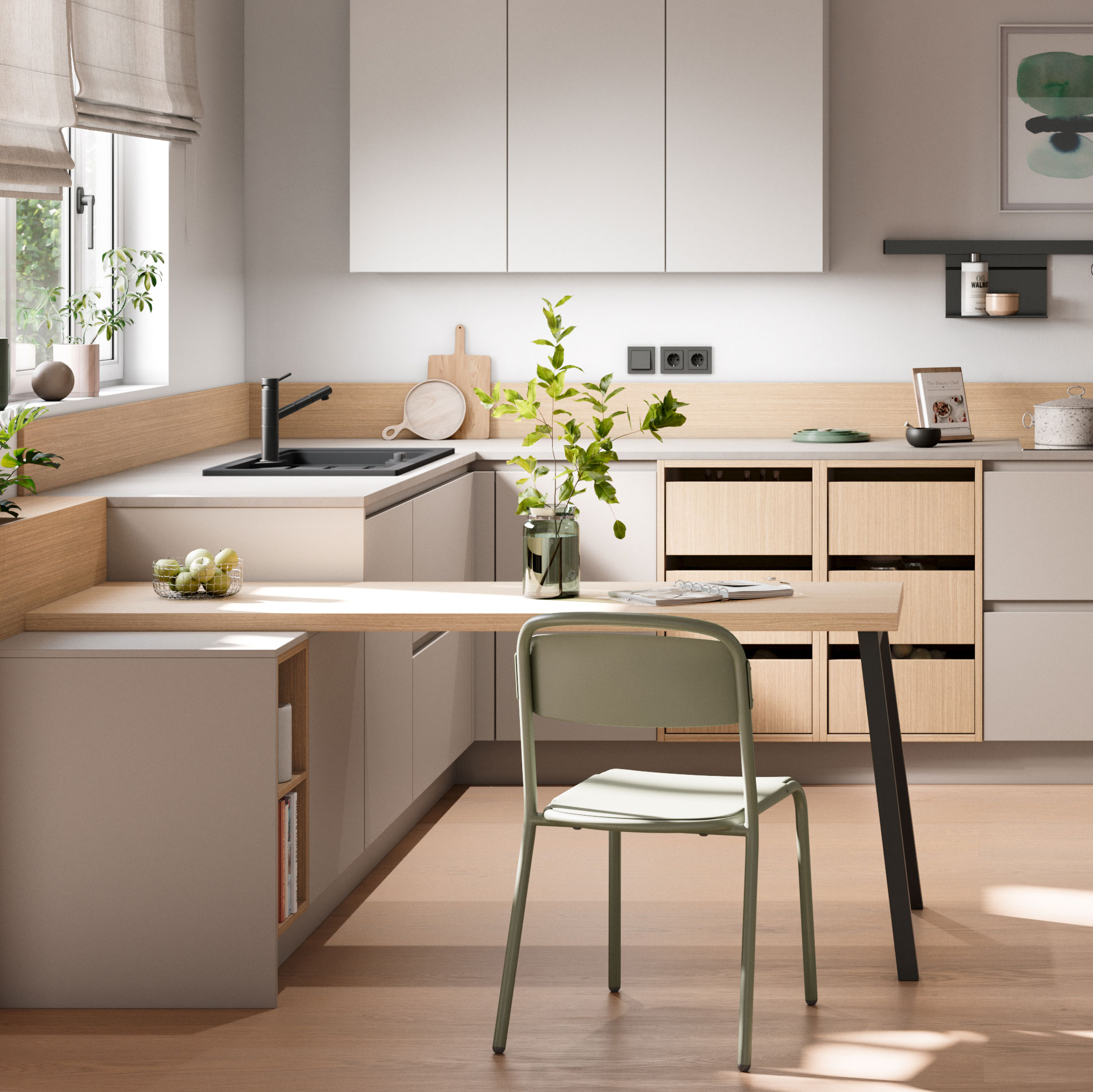 AURA-GL Stone beige | MONTREAL-GL Natural fine oak
